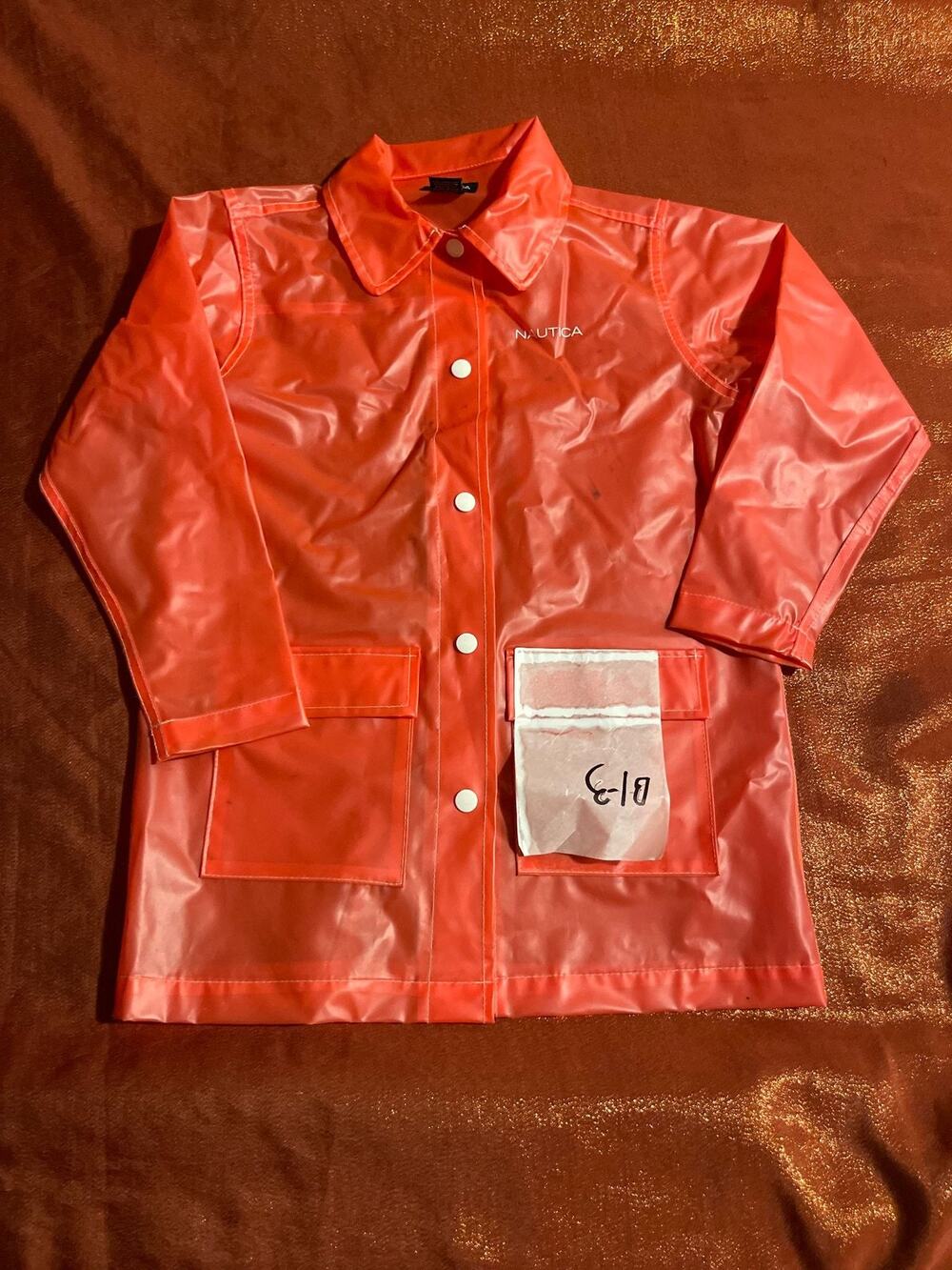 Nautica Raincoat Womens S Red 100% PVC Waterproof Snap Front Coat Long Vinyl